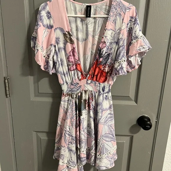 MINKPINK Floral Dress with Ruffle Sleeves - Picture 2 of 5